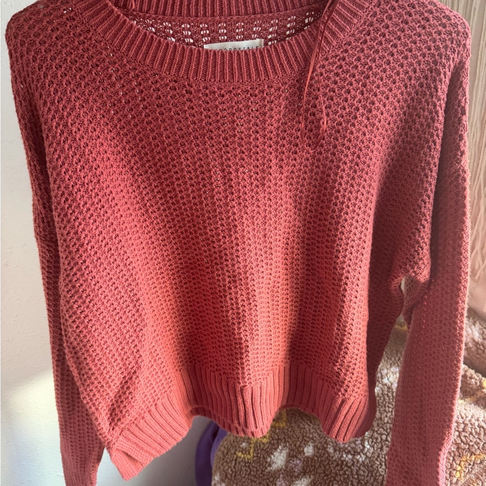 Aeropostale Rose Pink Textured Crewneck Sweater
